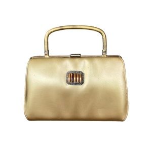 Rhythm Step Gold Vinyl Vintage 1970’s Handbag Collapsible Handle
